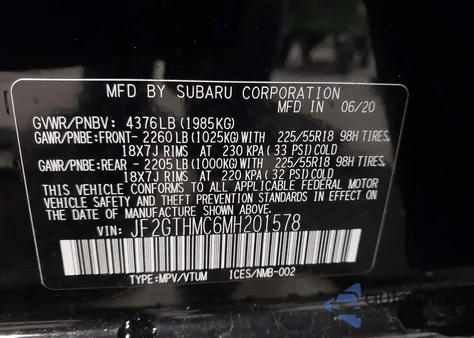 2021 Subaru Crosstrek Limited из США, поврежденный, VIN JF2GTHMC6MH201578